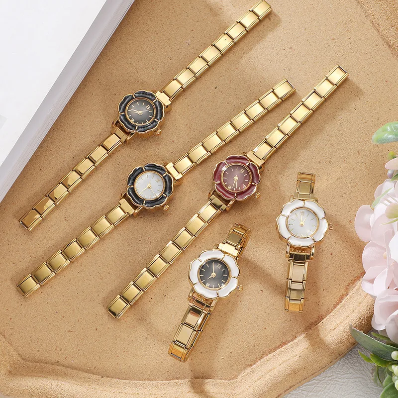 Wholesale Y2K Round Flower Shape Watch Dial High Quality Stainless Steel Watch Bracelets Jewelry Gift DIY Making Charm Bracelet