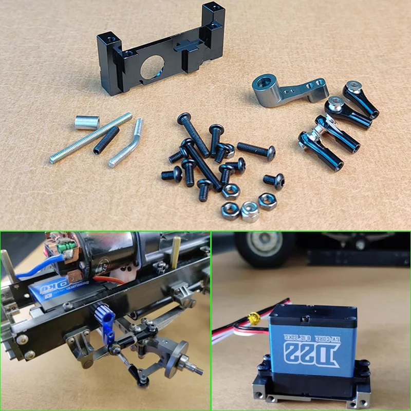 Conjunto de dirección de Metal a escala 1:14 para camión Tamiya RC SCANIA 770S R620 VOLVO BENZ Arocs MAN TGX, accesorios para coche