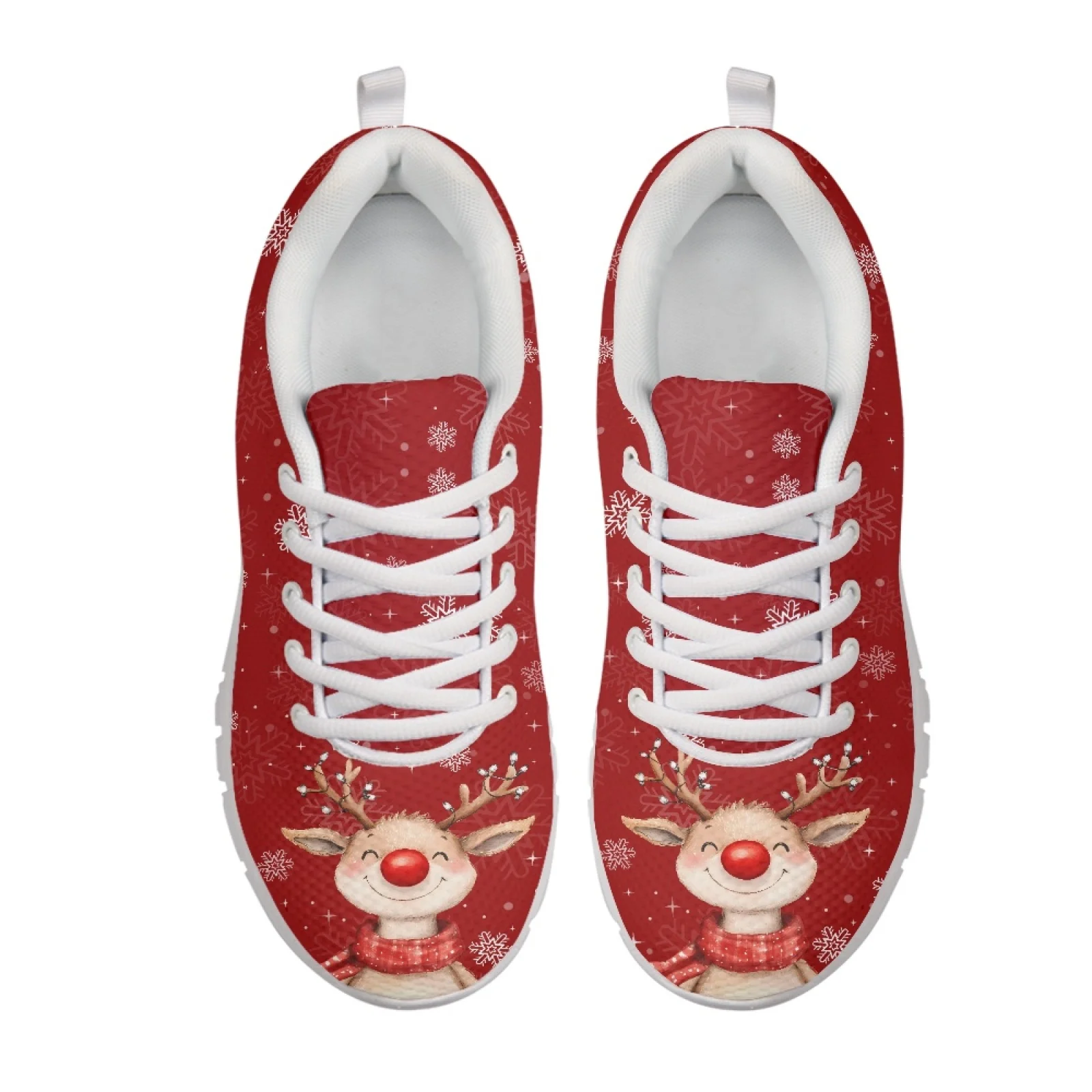 Coloranimal Reindeer Snowflakes Soft Walking Sneakers Women Sneakers Tennis Running Shoes for Womens Lady