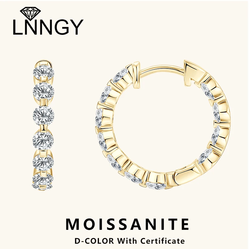 

Сертифицированные серьги Lnngy круглой огранки с муассанитом 3 мм для влюбленных Brinco Prata, сверкающие серьги-кольца из стерлингового серебра 925 пробы