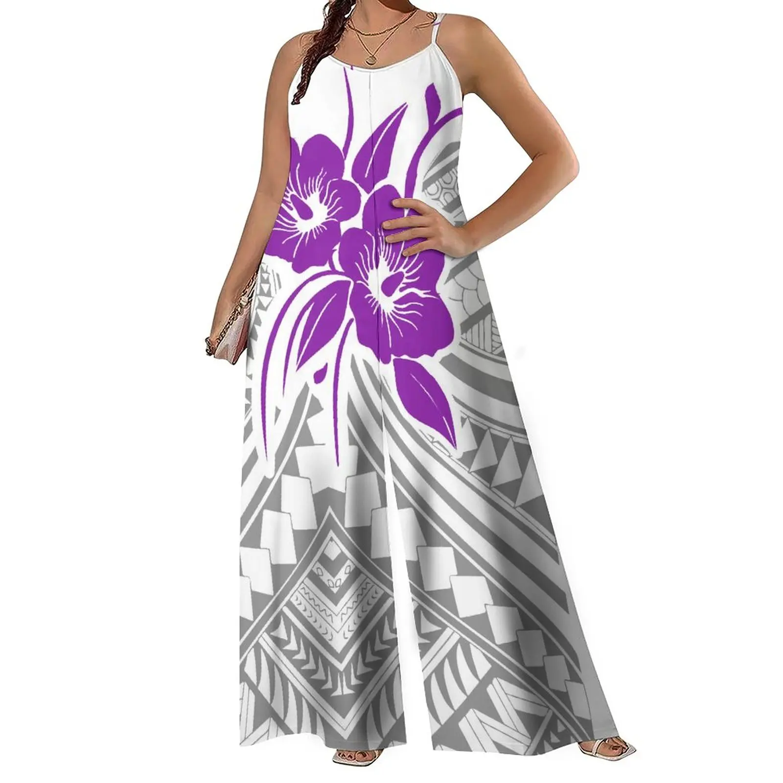 Pacific Island Art Fashion Jumpsuit Women Loose Wide Leg Rompers Low Price Polynesian Hawaiian Tribal Design Casual Jumpsuits