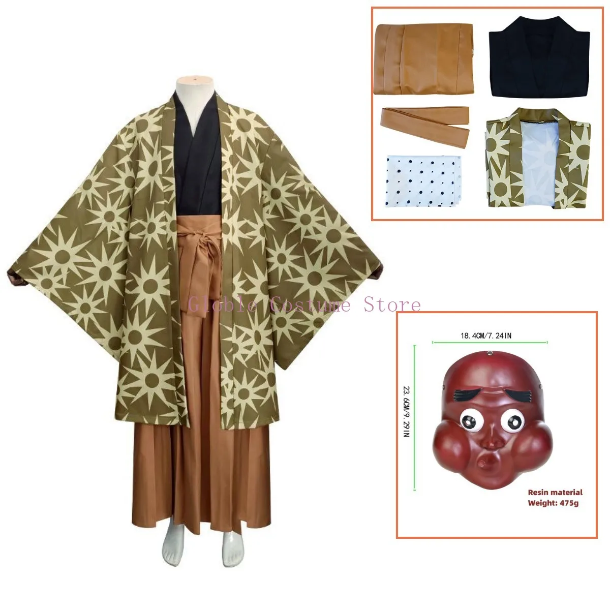 

Haganetsuka Hotaru Cosplay Costume Anime Kimetsu No Yaiba Cosplay Uniform Mask Halloween Costumes Kimono Set