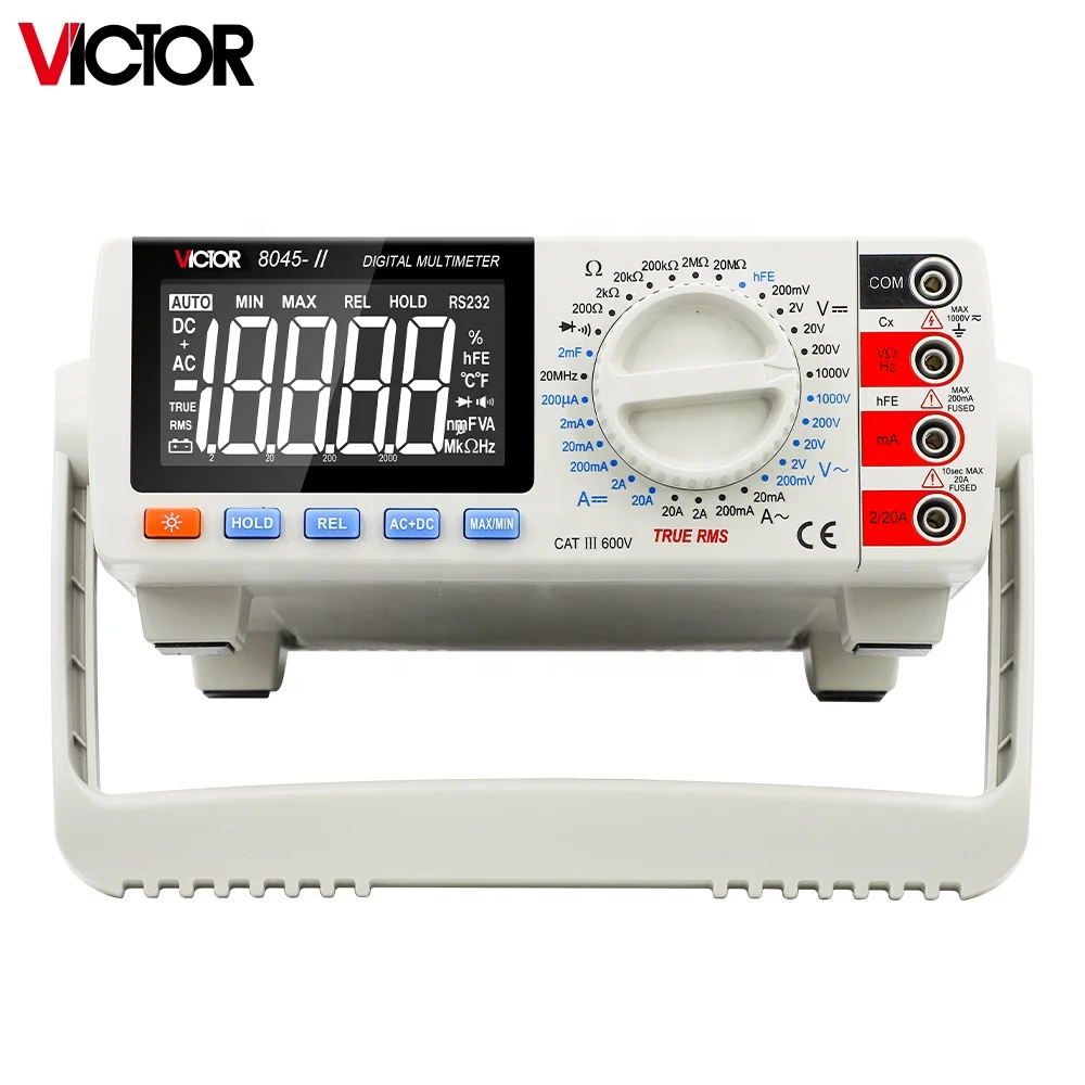 VICTOR VC8045-II High Precision White Cheap Desktop 4 1/2 digit DMM Digital Multimeter True RMS DC AC 1000V 20A Meter