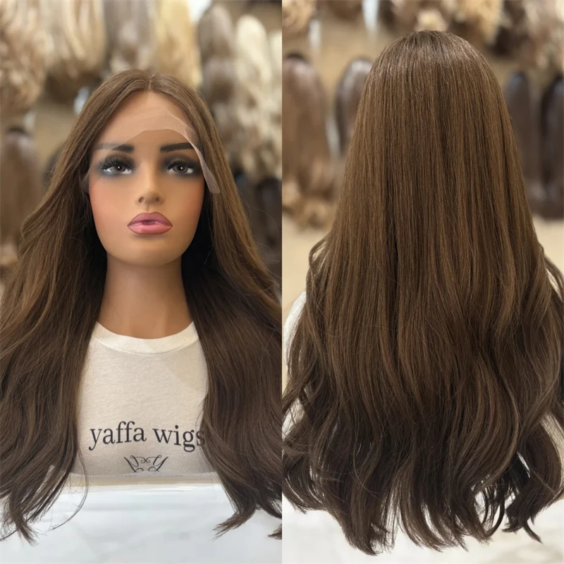 

13x4 Premium Fibre Synthetic Wig Chocolate Brown HD Lace Front Wig Glueless Hairline 150% Density Wig High Quality Wig for Women