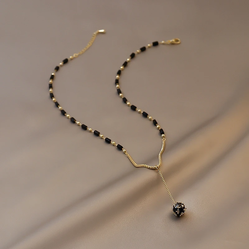 2023 neue Schmuck Für frauen Geheimnisvolle Sexy Schwarz Kristall Zirkon Ball Anhänger Halskette Party Luxus Halskette Mädchen Zubehör – Detail 10