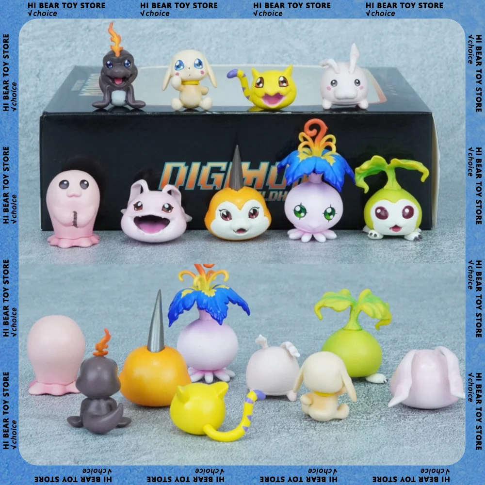 

9pcs Digimon Adventure Mini Anime Figure Palmon Mochimon Statue Pet Elf Digimon Infancy Models Collection Desktop Decoration Toy