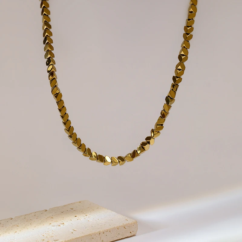 EILIECK 316L Edelstahl Vintage Goldfarben Halskette für Frauen Hochwertige Wasserdichte Gliederkette Modisches Partygeschenk für Mädchen – Detail 12