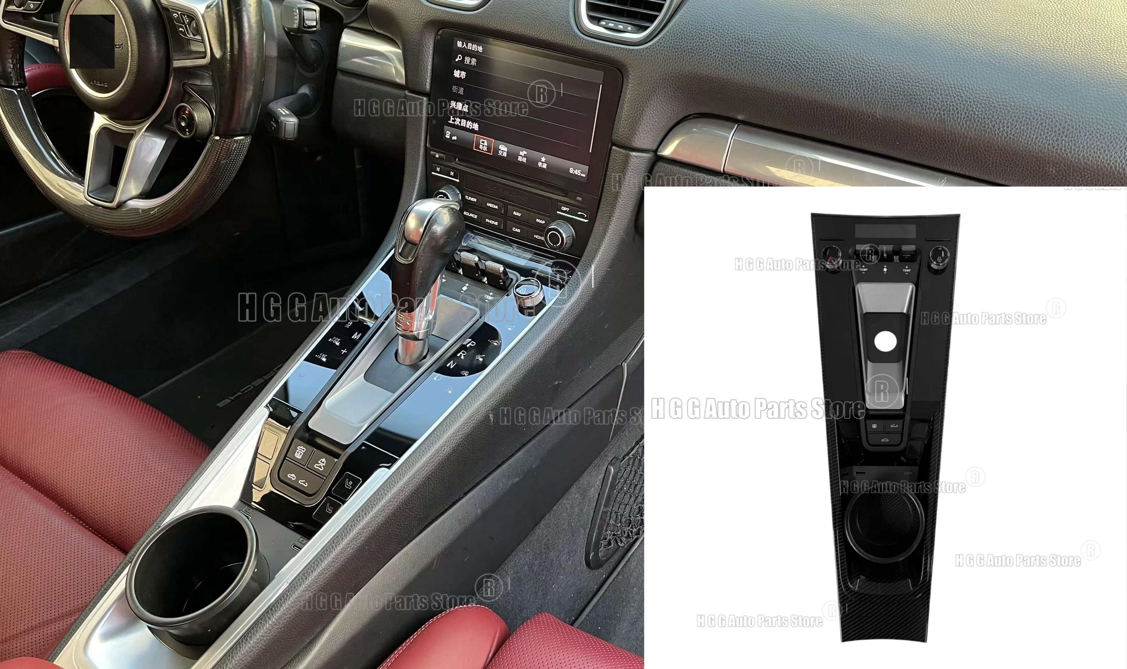 MZ Center Panel For Porsche 718 2016- 2023 Touch Panel LCD Upgrade Console Control Car Interior Saddle Plug and Play Touch Panel
