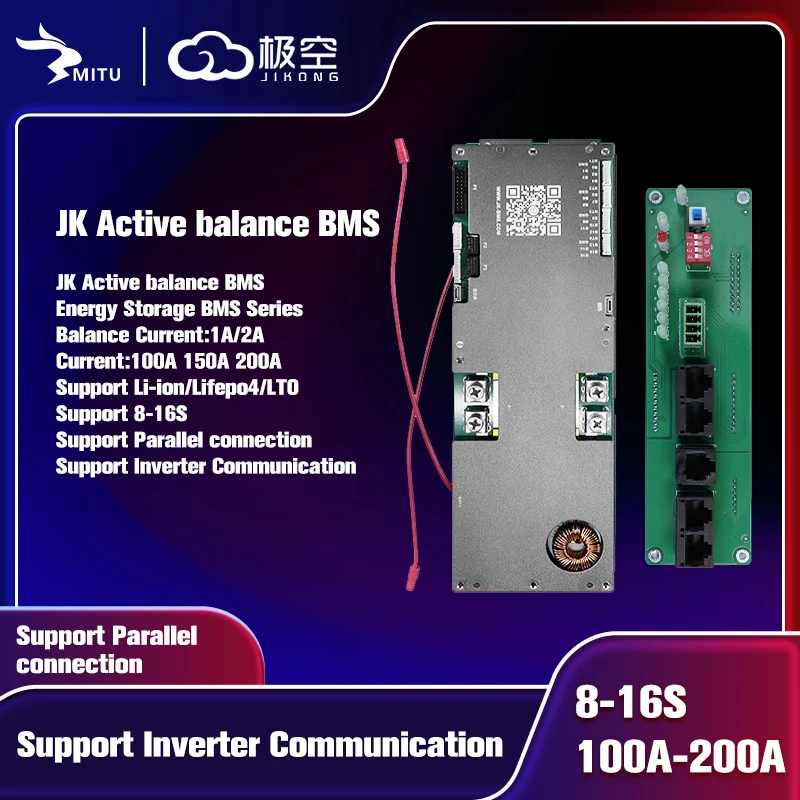 

JK BMS 8S 16S 100A 150A 200A 24V 48V LCD RS485 Home Energy Storage Active Balance Inverter Smart BT adapter Li-ion LiFePO4