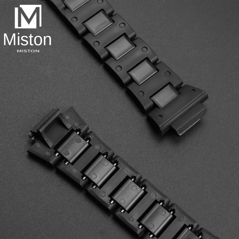 For Casio convex 16mm watch strap DW5600 GW-B5600 GW-M5610 DW5610 plastic steel black watchband bracelet watch men's accessories