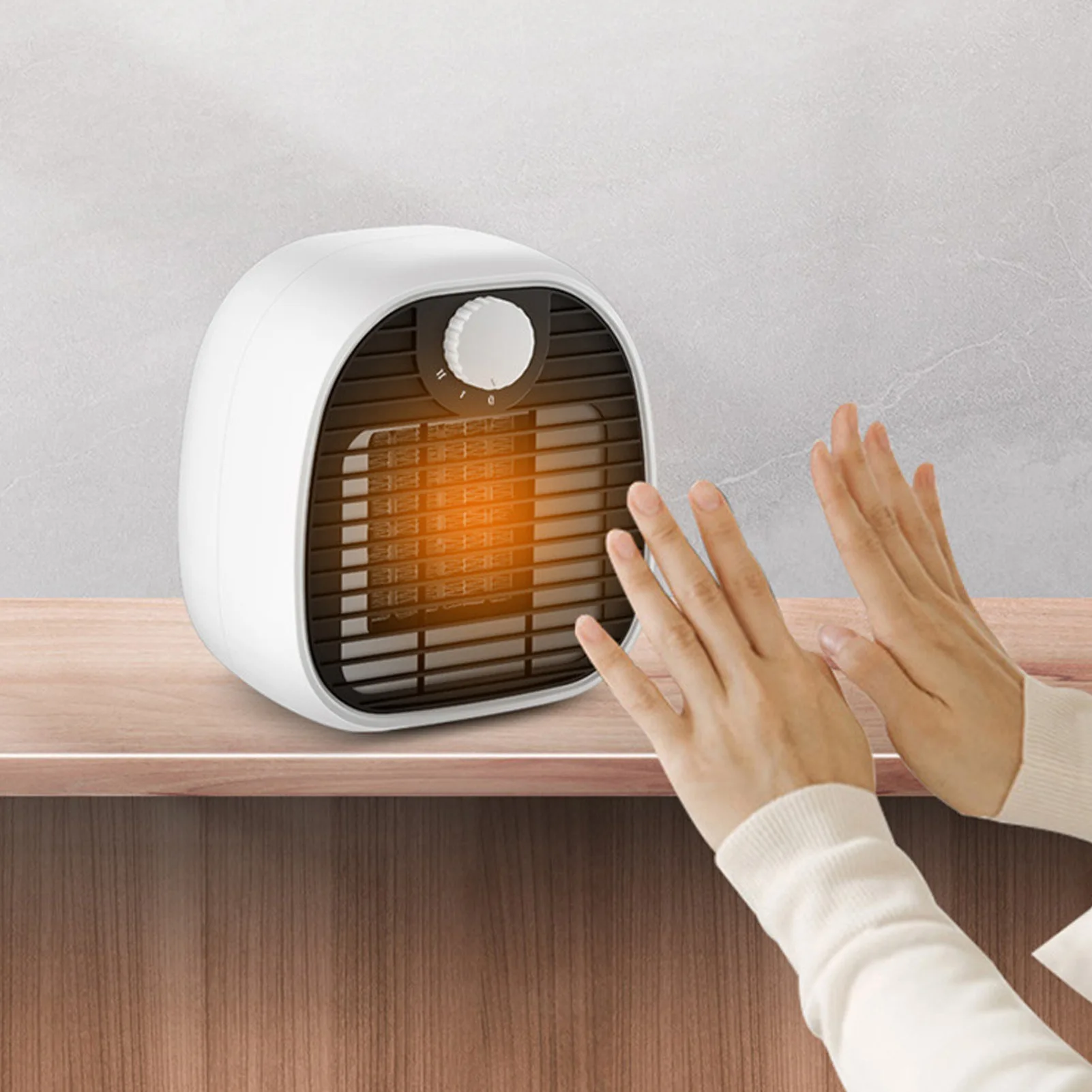 1000W Mini Desktop Electric Heater Warm Air Blower with 2 Level Adjustment for Home Office White