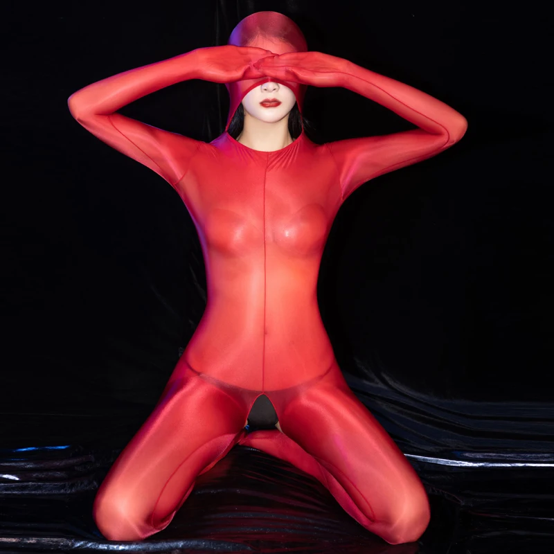 Gay Sexy Lingerie Glossy Crotchless Open Crotch Bodysuit See Through Sheer Tights Bodystocking Porno Costume Sexy Women Open