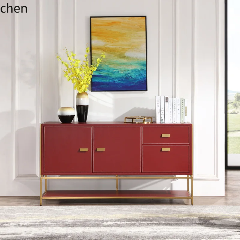 YFY Leather Entrance Cabinet Living Room Dining Room Tea Cabinet Multi-Functional Storage Cabinet