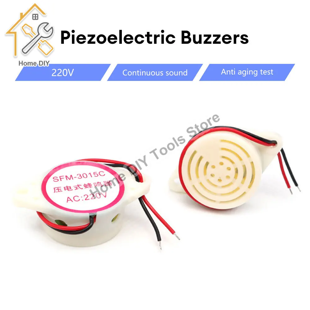 2PC/Lot SFM-27 AC220V Continuous Sound Buzzer High Decibel Alarm White Piezo Electronic Buzzer Alarm Beeper 3015C