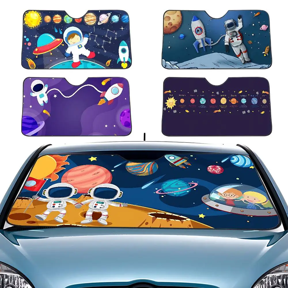 

Cartoon Cute Spaceman Car SunShade Windscreen Front Window Visor 70x130cm Sun Visor Solar Protect Plaid Gift Novelty Car