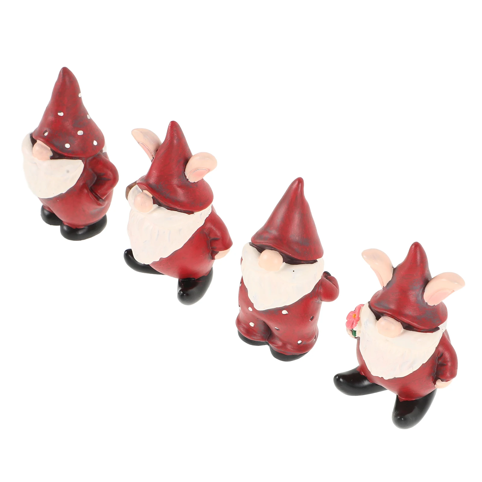 

4 Pcs Christmas Santa Claus Gnome Statue Decorative Resin Figurines Outdoor Garden Accessories Holiday ornaments