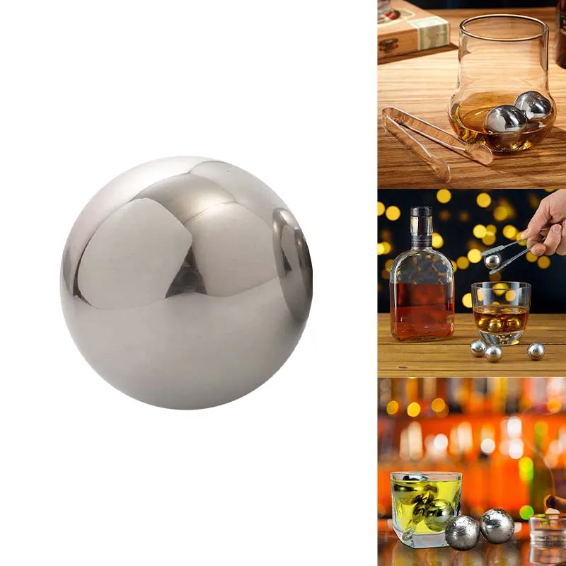 Ice Cubes 304 Stainless Steel Quick-Frozen Ice Balls Iced Tartar Whiskey Round Metal Ice Cube Ball Kitchen Bar Utensils