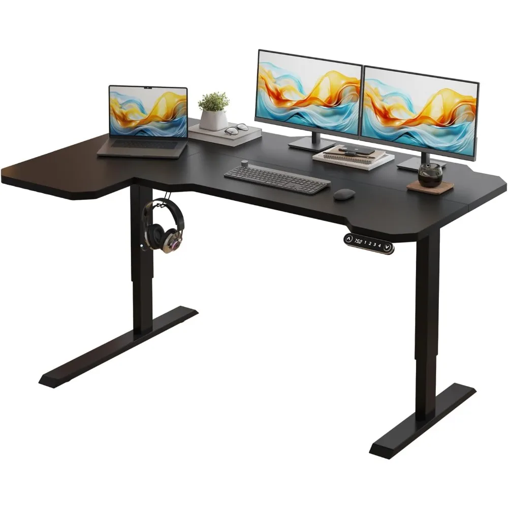 

Electric L Shape 59 Inches Standing Desk, Height Adjustable Sit Stand Up Computer Table, Large Modern Smart Ergonomic Home Offic