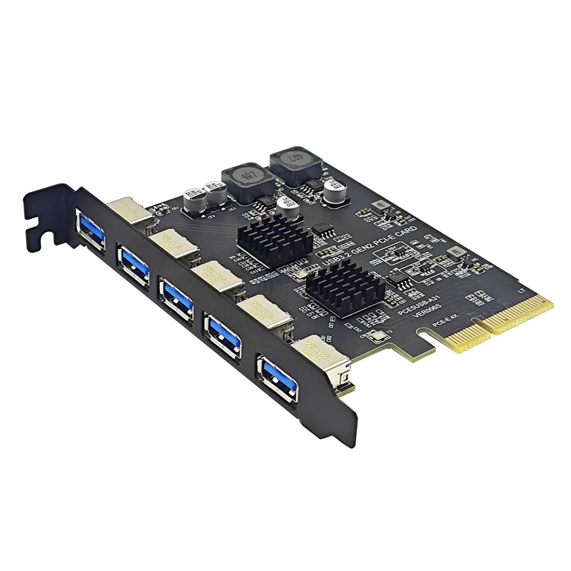 

USB3.2 expansion card GEN2 5-port TYPE-A port PCI-E 4X is suitable for Xiangshuo ASM3142 10Gbps