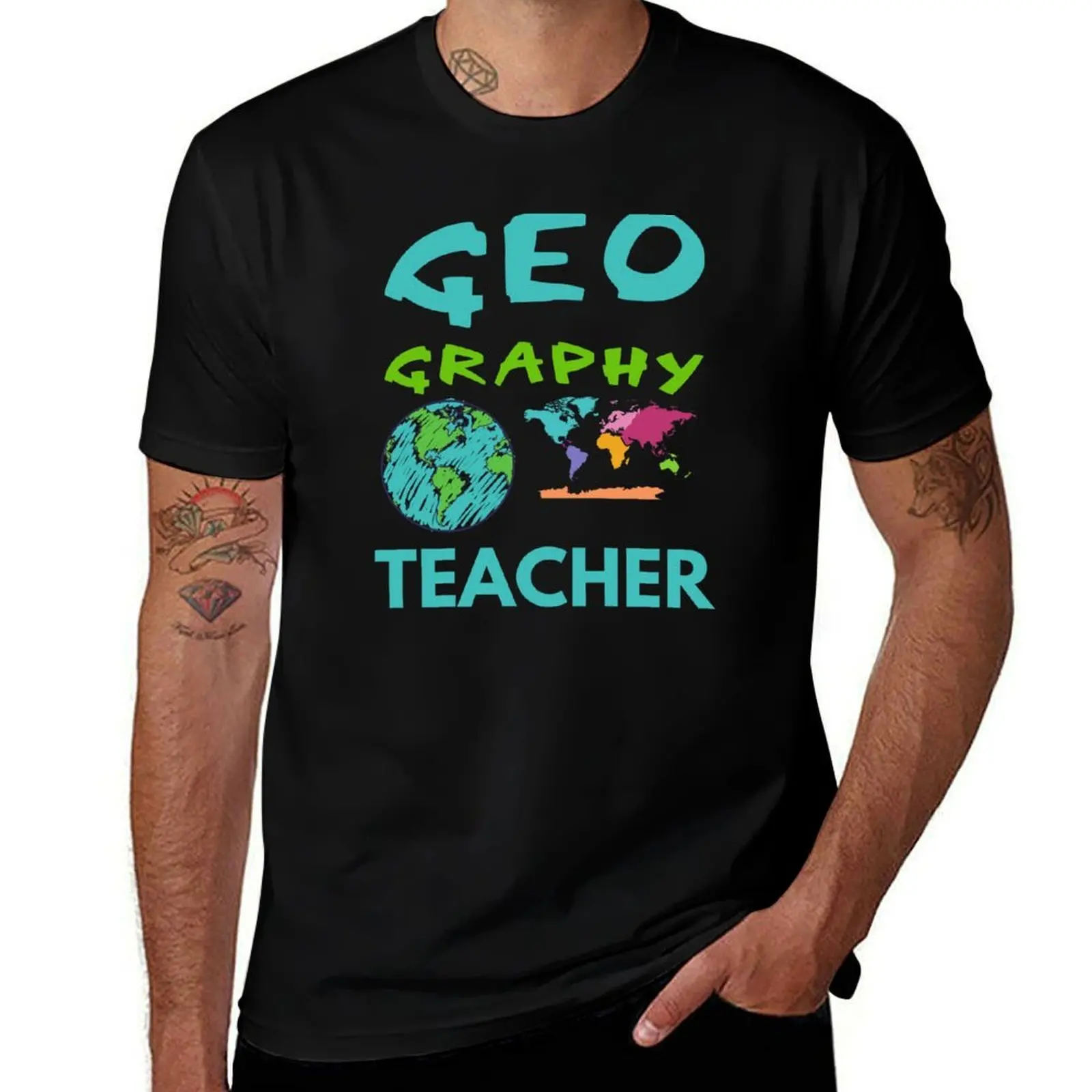 Professeur de géographie. La géographie est mon super pouvoir. T-Shirt t-shirts pour homme pack blanc t-shirts drôles T-Shirt en coton