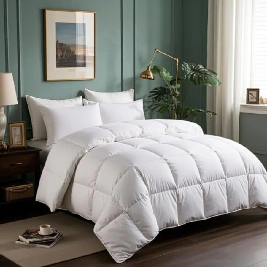 

Queen Size Hotel Luxury Hypoallergenic Down Alternative Comforter 80oz Extra Warmth White 100 Cotton Fabric