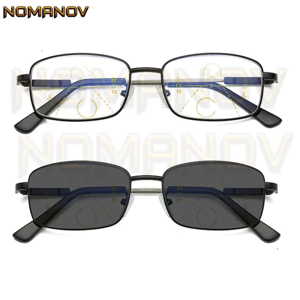 

NOMANOV Elastic Memory Temple Frame Photochromic Grey Lens Progressive Multifocus Reading Glasses Add 75 100 125 150 175 to 400