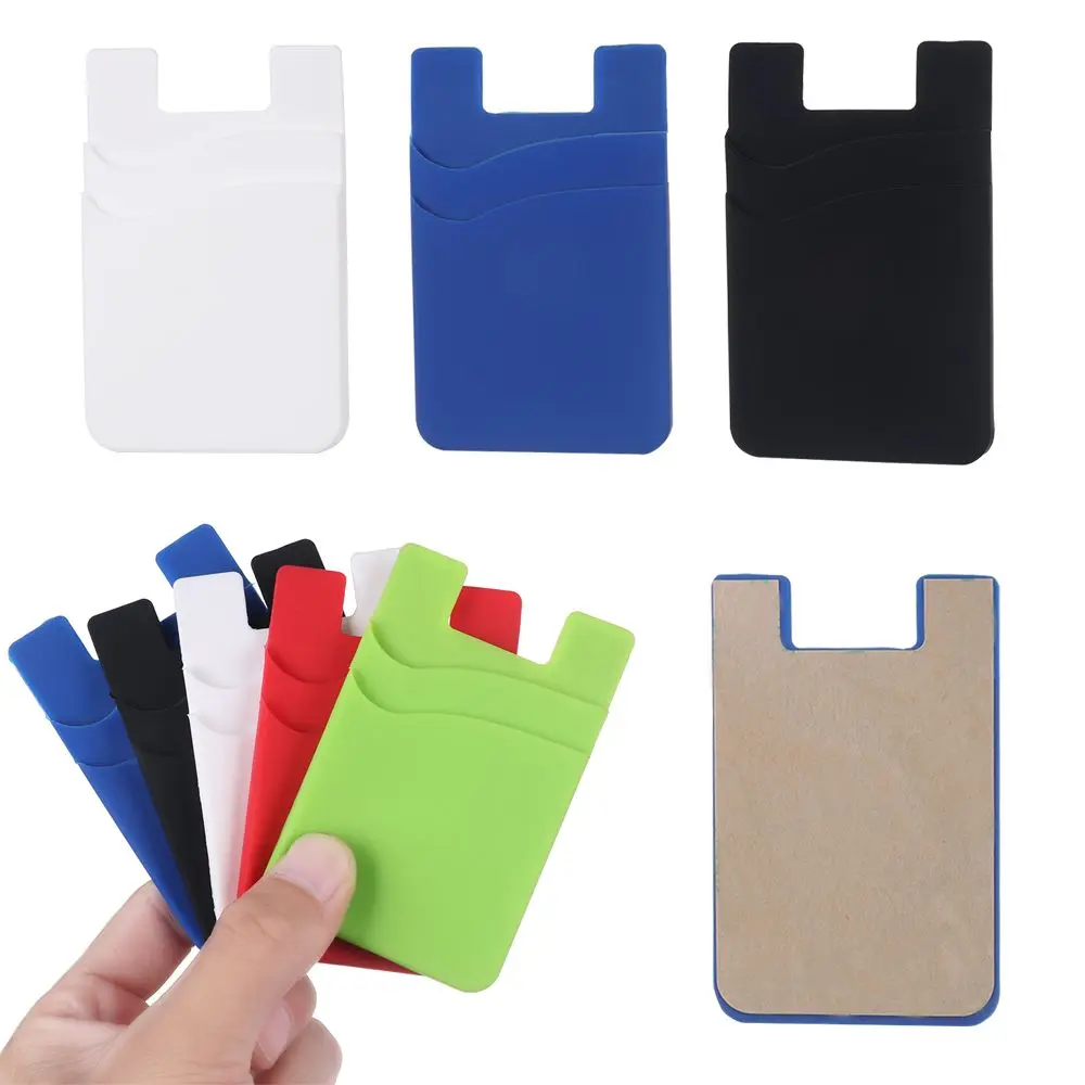 New Silicone Universal Wallet Case Elastic Card Pocket Phone Card Holder
