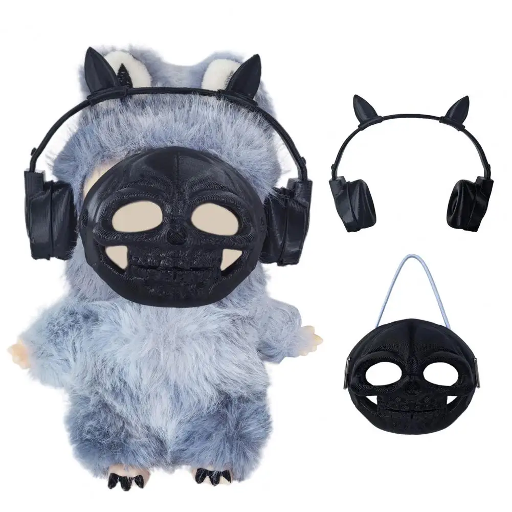ドレスアップアクセサリー 3Dプリント人形コスチュームセット マスク、イヤホン、おもちゃのピストル付き DIYロールプレイファッションドール服