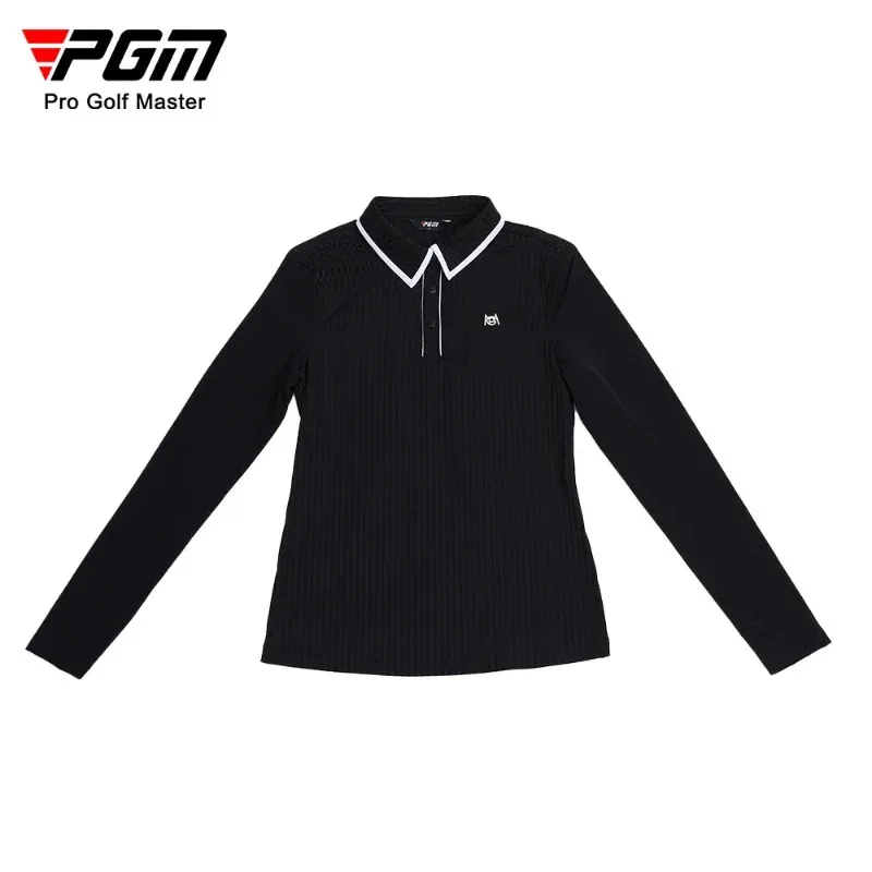 تي شيرت PGM Golf للسيدات بأكمام طويلة من الحرير الجليدي للربيع/الصيف ملابس بولو للتنس YF797