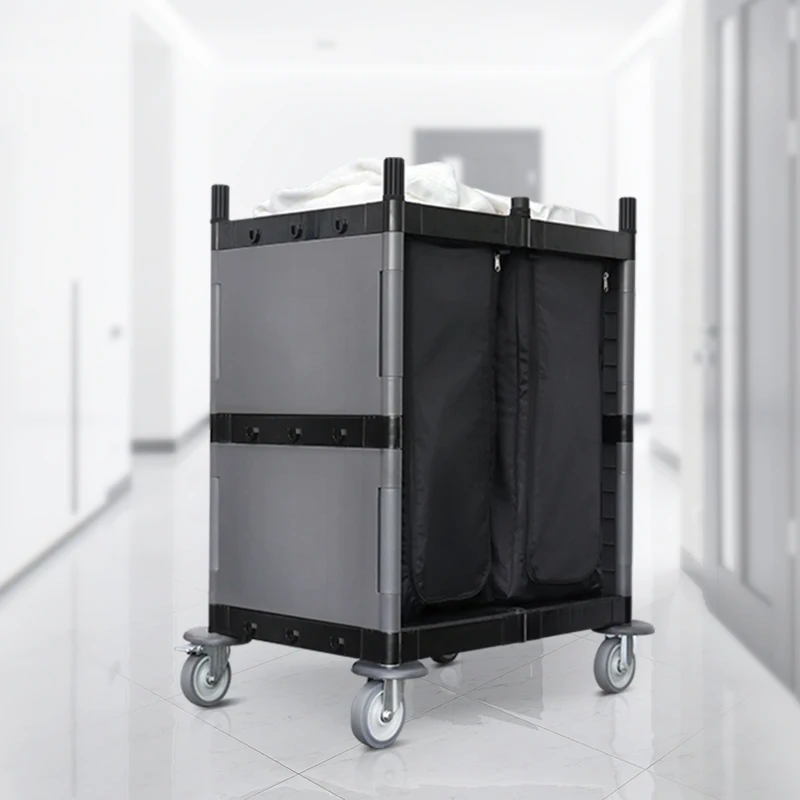 Carrello per la pulizia della biancheria della lavanderia professionale commerciale dell'ospedale dell'hotel del carrello di spinta del Janitorial dell'apicoltura con la borsa