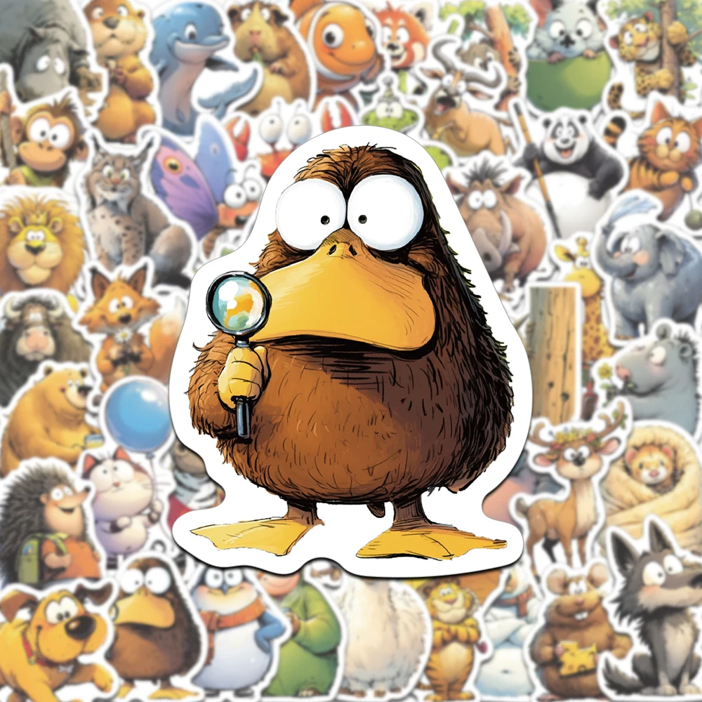 

50 шт. забавные милые наклейки с граффити в виде мультяшных животных, забавные креативные водонепроницаемые украшения для книг, чашка для воды, чехол для телефона, гитара, багаж