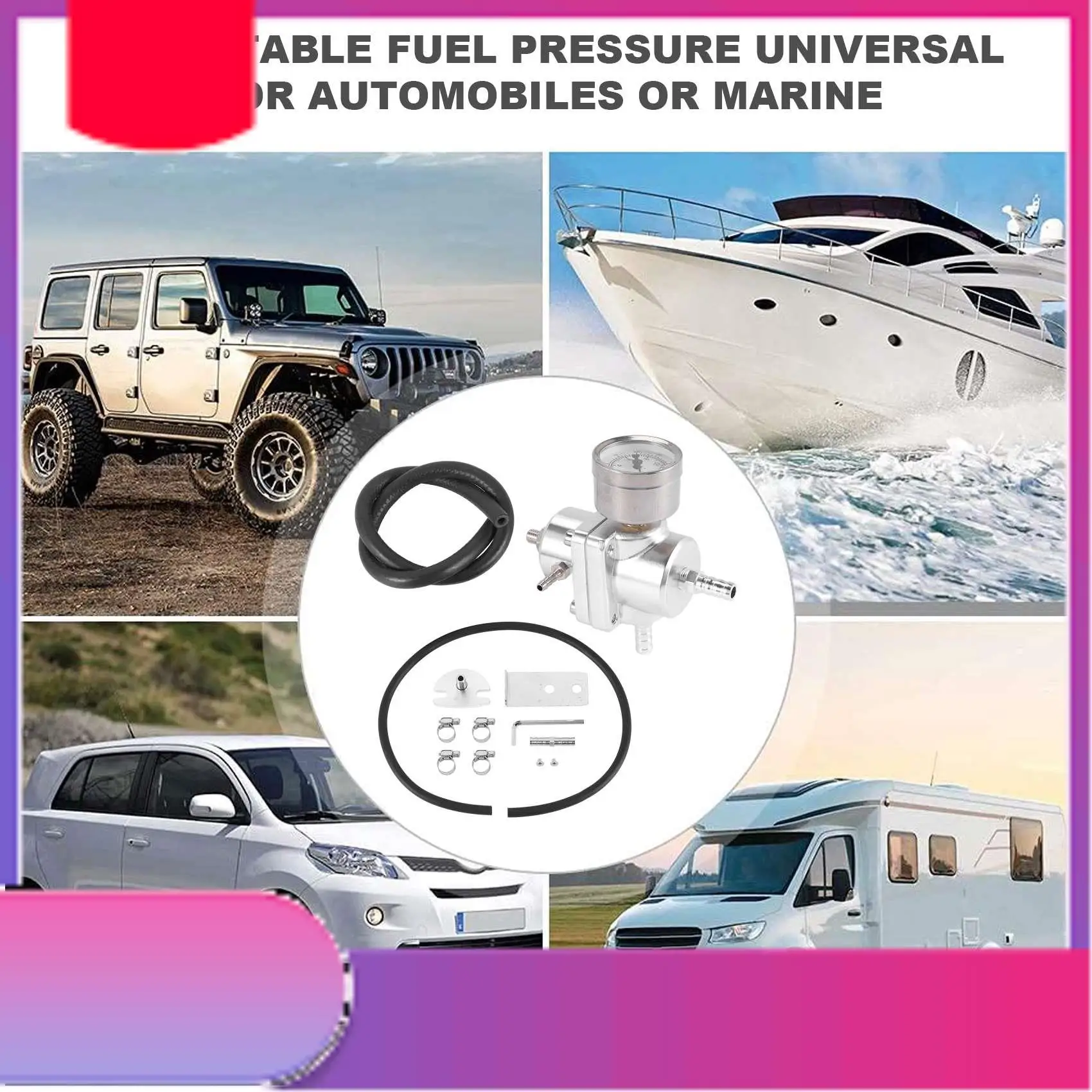 

Universal Car Adjustable Fuel Pressure Regulator With Gauge Silver-Y79A