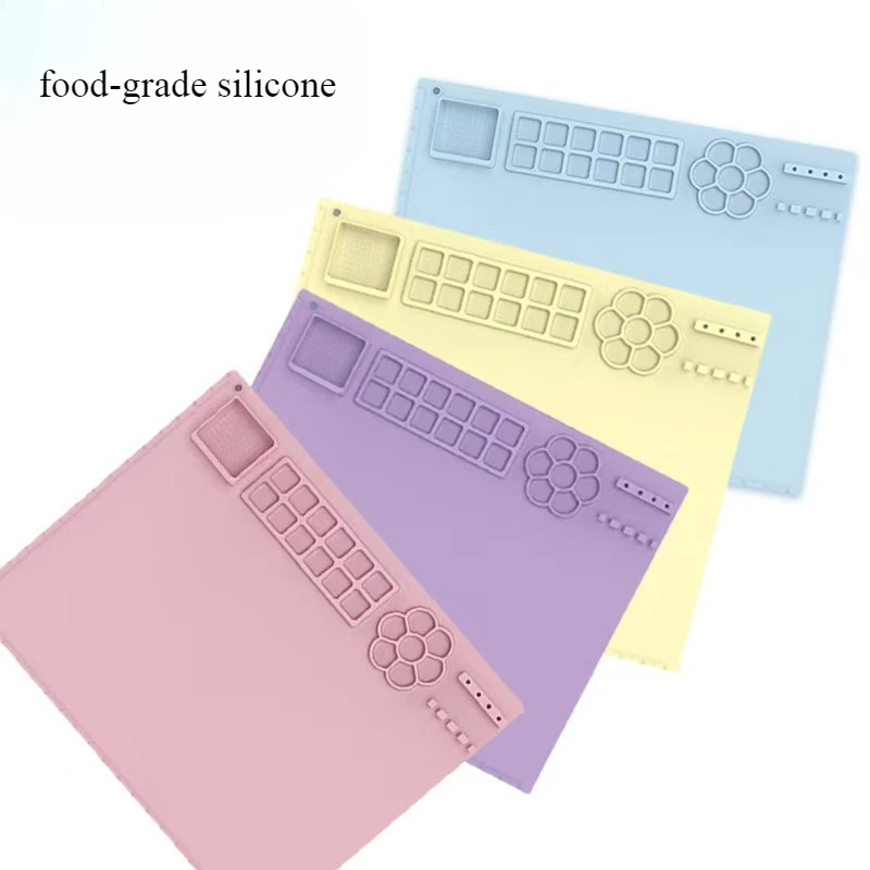 Silicone Painting Pad Kids DIY Rectangle Graffiti Mat Art Oil Painting Mat Washable Repeated Use Palette Art Supplies