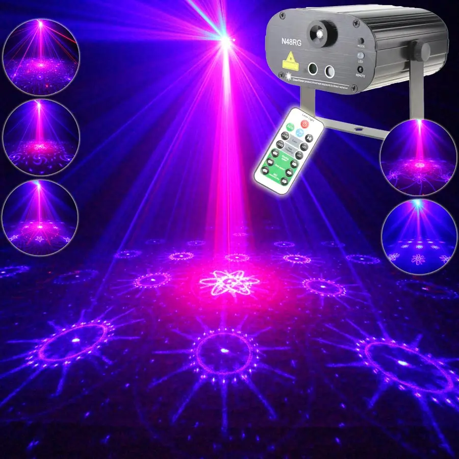 ESHINY MINI 64 Patterns R&B Laser Projector Remote Blue LED Club Bar DJ Lighting Light Dance Xmas Disco Home Party Lights N8T145