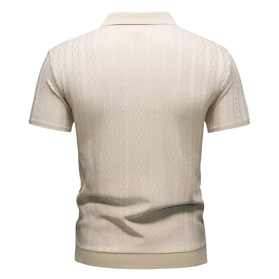Summer Zipper Design Splicing Polo Shirts for Men Slim Fit Short Sleeve Breathable Casual Polos Lapel Collar Streetwear Top