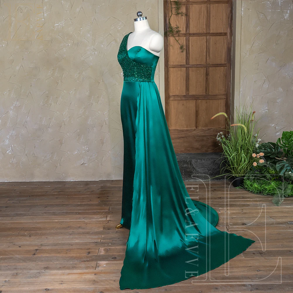 Emerald Green Satin Elegant Dress Women for Wedding Party Dresses One Shoulder Mermaid Bridesmaid Dress Woman Customized