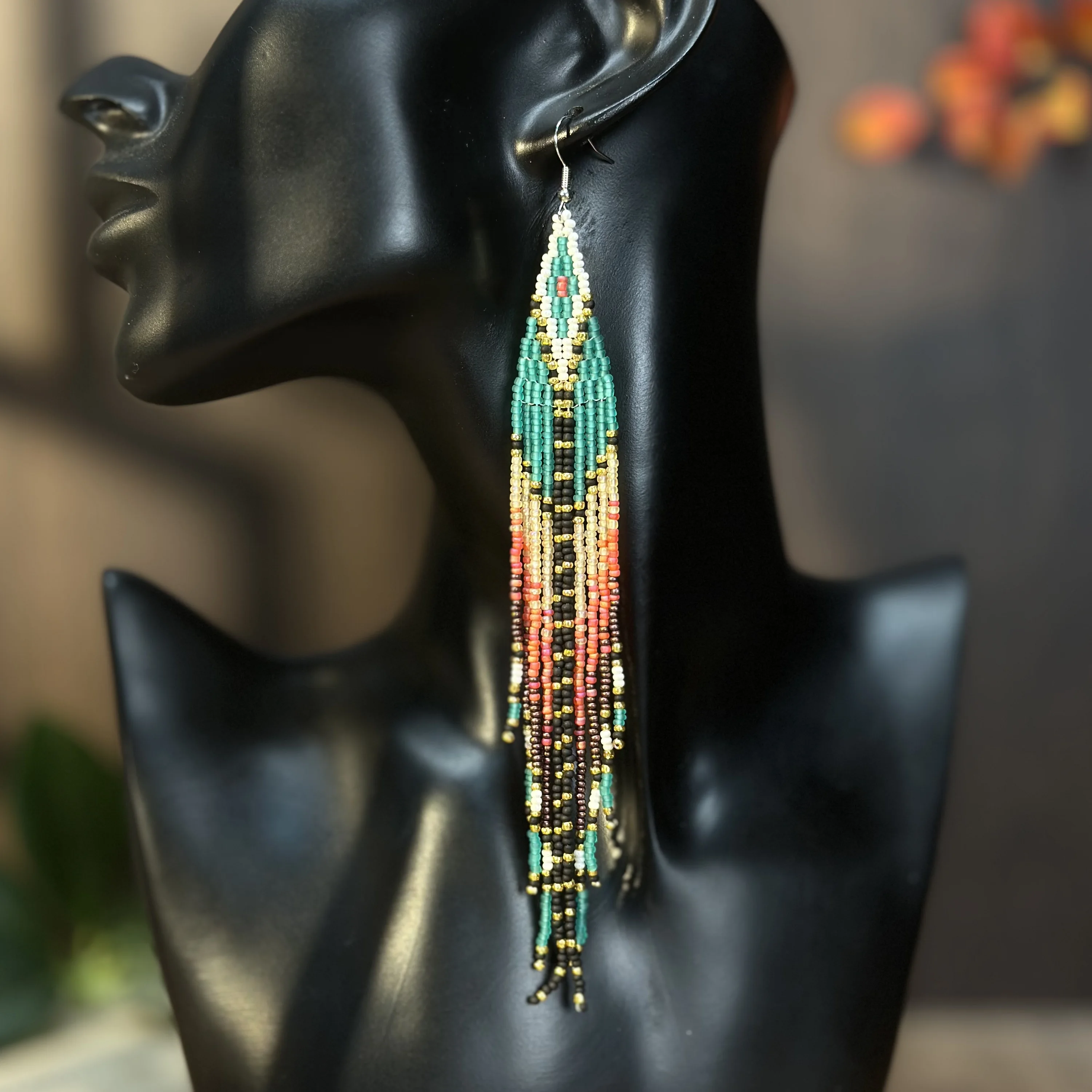 Seed Bead String Bohemian Fringe Earrings Glass Bead Hand-Woven Geometric Drop Earrings Fashion Dangle Earrings Women's Jewelry