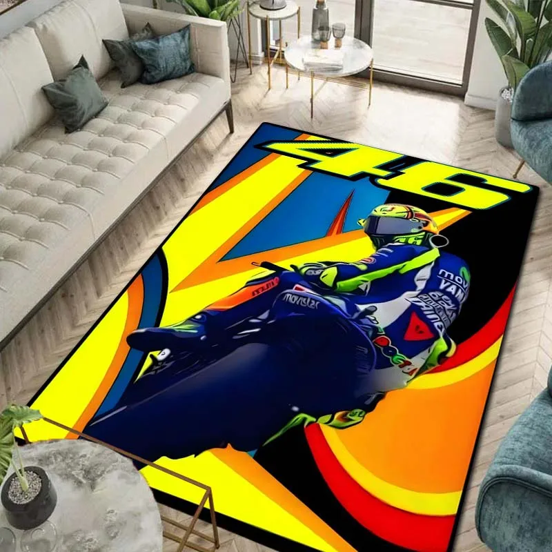 V-VR46 Motorcycle Racing Print Area Rug Non‑Slip Soft Floor Carpet Bedroom Living Room Game Room Birthday Gift Home Decor