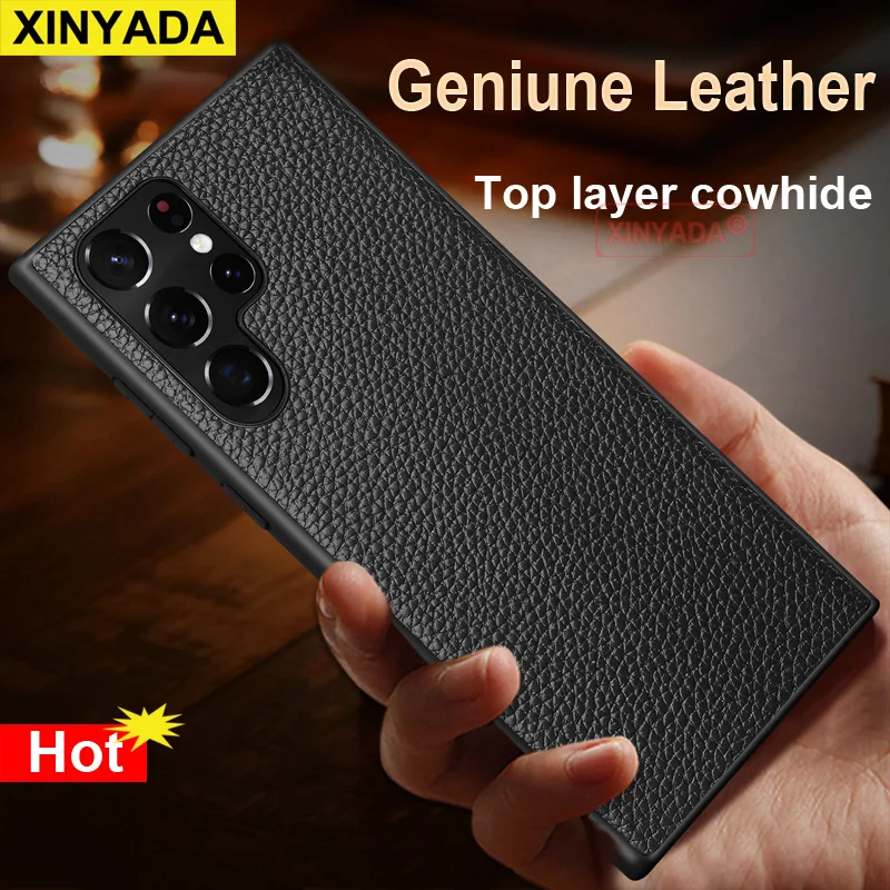 Geniune Leather Skin Phone Case For Samsung Galaxy S25 Ultra Real Cowhide Case For Samsung Galaxy S25 Ultra Plus Cover Shell Bag