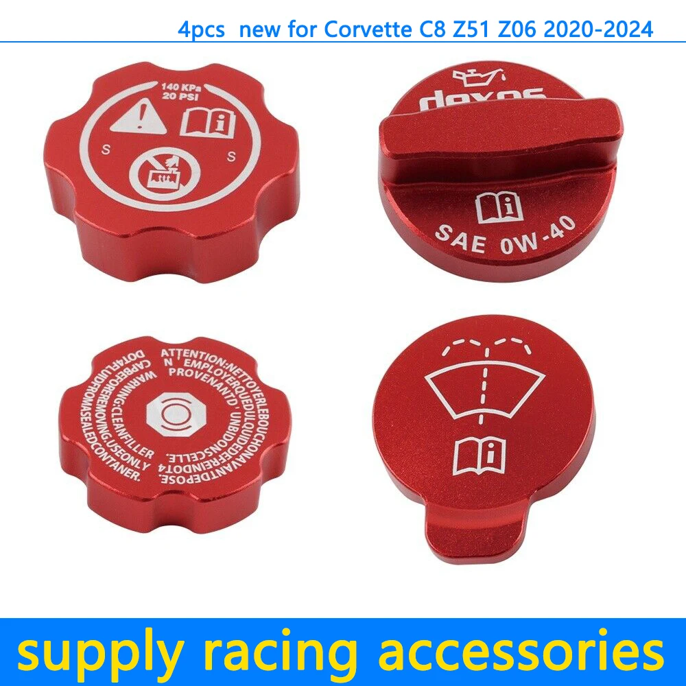

Tapa Aceite Motor Aluminio, Cubierta Tanque Agua l Radiador, Acabado Rojo para Corvette C8 2020-2024, Nuevo Jue