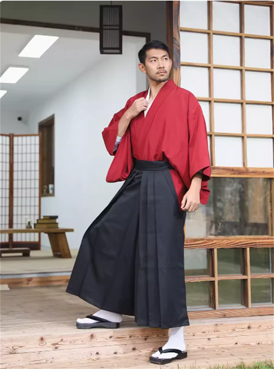 Kimono japonês tradicional masculino, traje formal de samurai