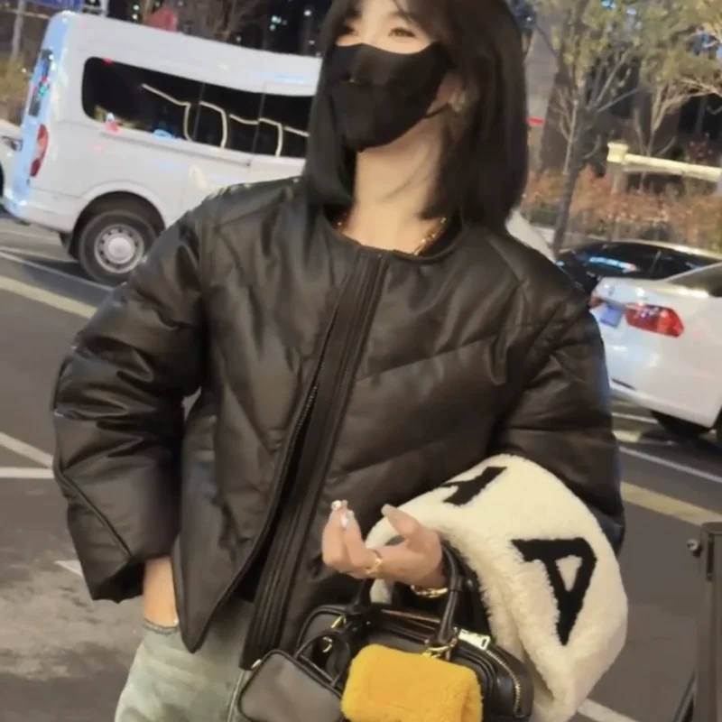 Daitong Winter Damen Jaet Reißverschluss Echtes Eiffell Mantel Warme Daunenweste rund Ne Leder Oberbekleidung Ort Länge