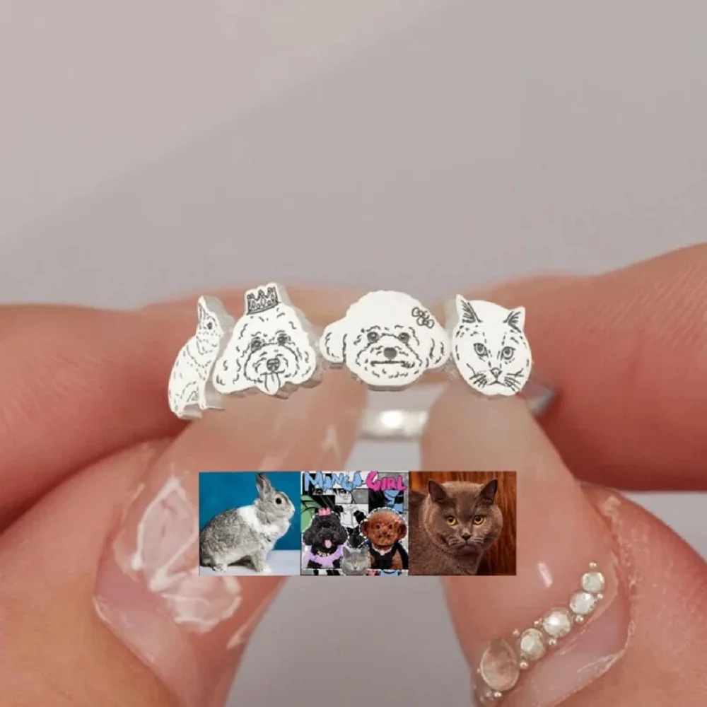 Sipuris Personalisierter Haustier-Fotoring für Frauen, Edelstahl, personalisierter Hunde- und Katzen-Gedenk-Modeschmuck, Geschenke für Tierliebhaber – Detail 9