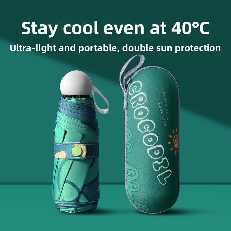 Cartoon Student Umbrella Women's Sunshade Rainproof Five-fold Compact Sun Umbrella for Sun Protection And Rain