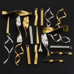 6Pcs Stainless Steel Vintage Twist Stick Rectangle Bar Pendant DIY Assorted Cone Water Drop Breloques Material Jewelry Making