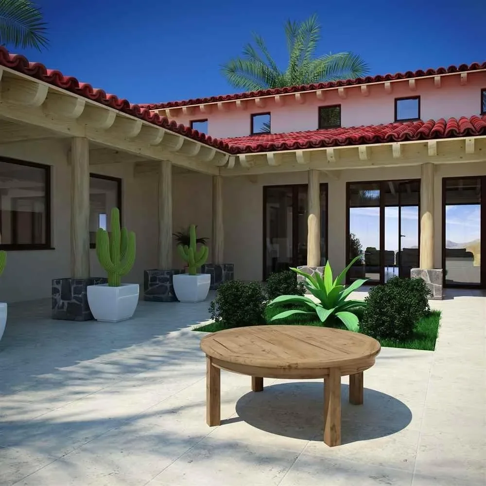 

Premium Grade A Teak Wood Outdoor Patio Round Coffee Table in Natural