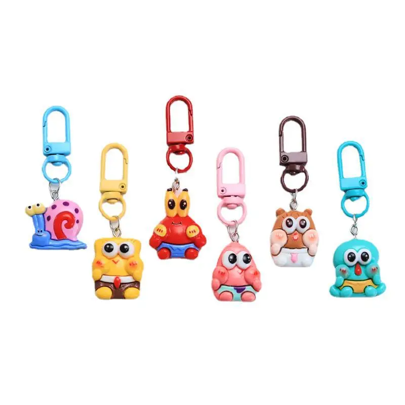 Anime SpongeBob Patrick Star Keychain Cute Funny Shape Keychains Girl Kawaii Backpack Pendant Gift Toys Keyring Accessories