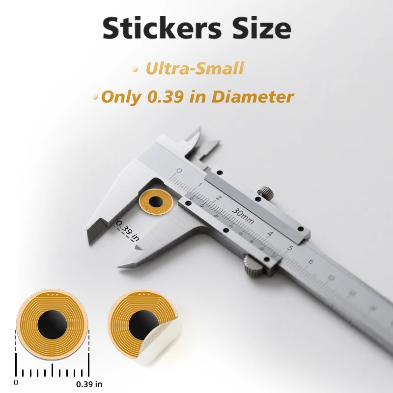 13.56mhz Ntag213 FPC Label/Tag 144Bytes Programmable Chip Mini NFC Anti-metal Tag Sticker RFID Access Control System [Dia10mm]