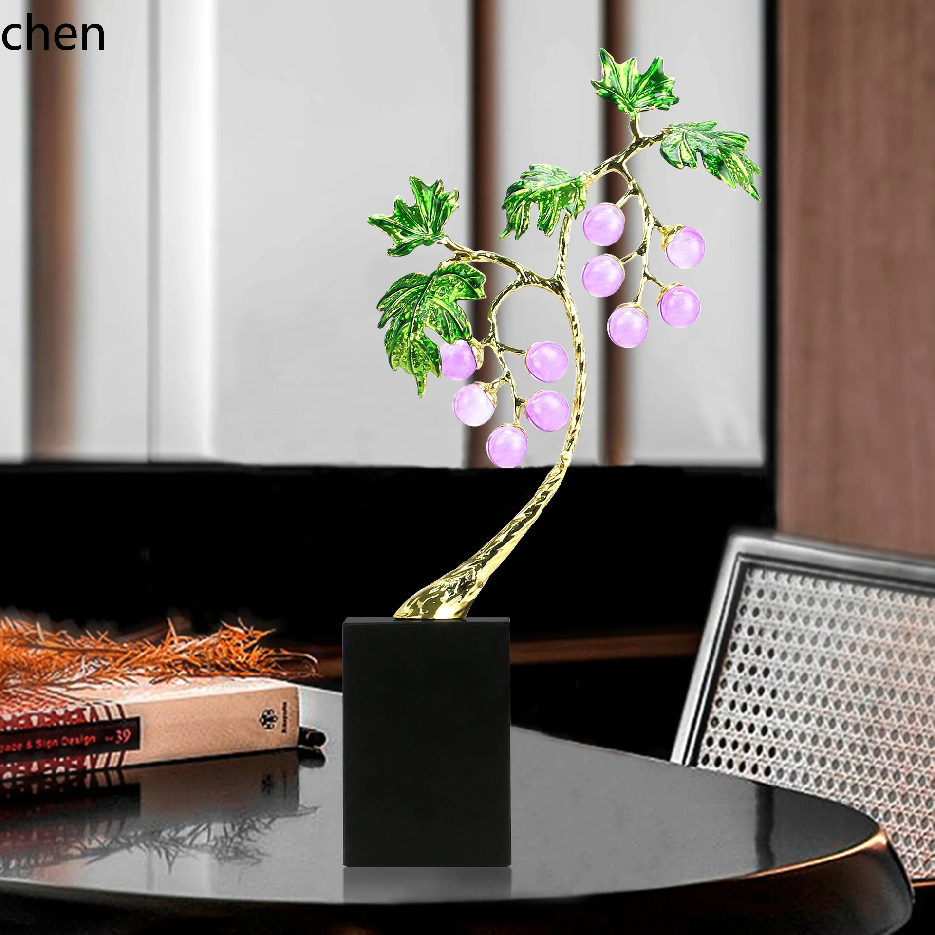 H1 amethyst multi-berry grape vine ornament - premium decoration for living room, wine cabinet,  - perfect housewarming gift