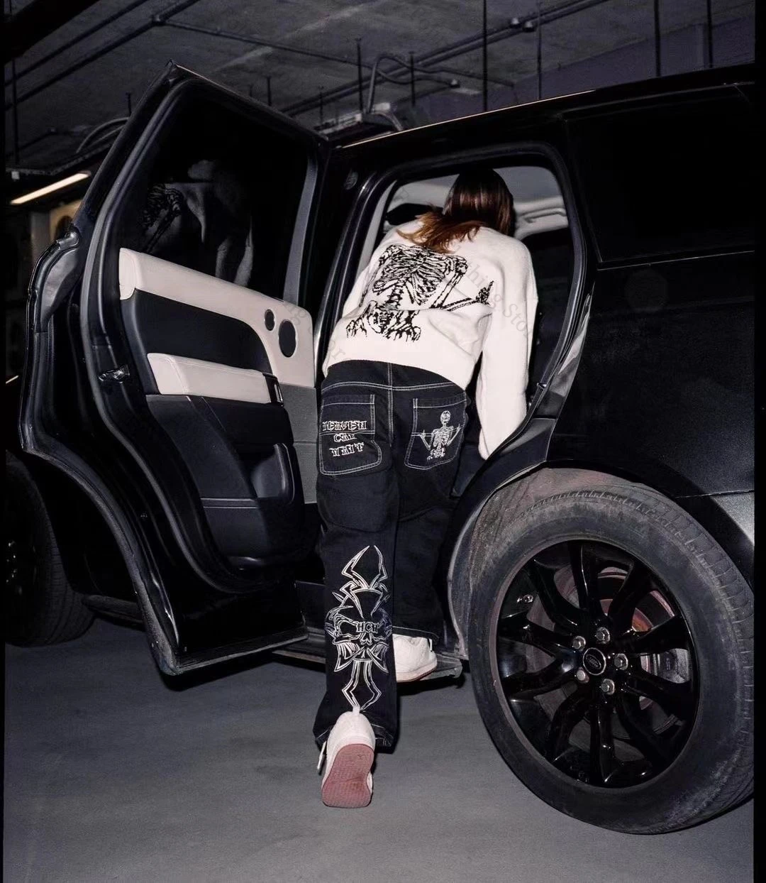 تطريز أنيق ديكور ملابس الشارع الشهير السراويل الطويلة الجينز النساء رجل السراويل رجل غير رسمي الملابس الدنيم Y2k الجينز السراويل